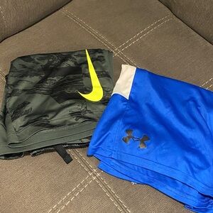 Nike and Underarmour Kids Shorts Green and Blue
